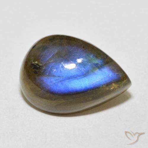 Labradorita Multicolorido Natural 12.28ct, Formato de pêra, Translúcido