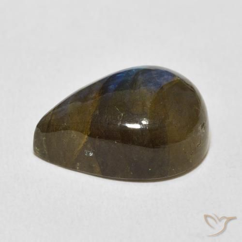 Labradorita Multicolorido Natural 12.83ct, Formato de pêra, Translúcido