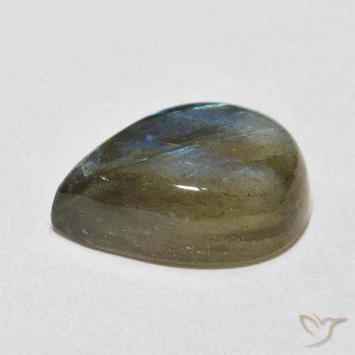 Labradorita Multicolorido Natural 12.23ct, Formato de pêra, Translúcido
