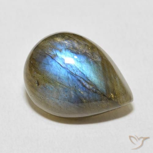8.12ct Natural Multicolorido Labradorita, Formato de pêra, Translúcido
