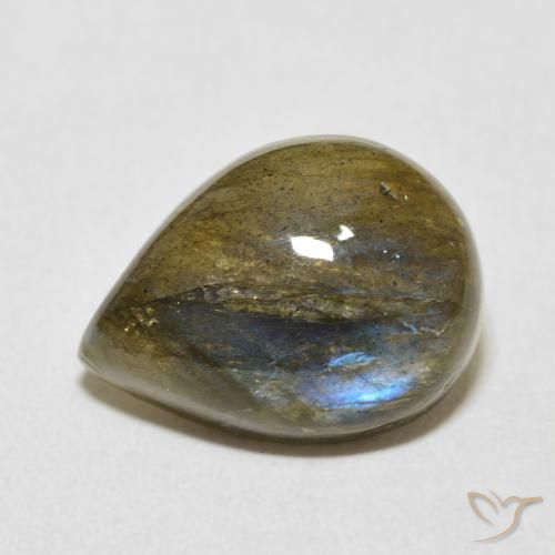 Labradorita Multicolorido Natural 8.12ct, Formato de pêra, Translúcido