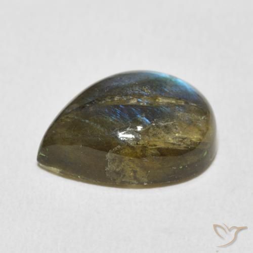 Labradorita Multicolorido Natural 8.12ct, Formato de pêra, Translúcido