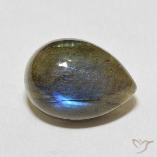 Labradorita Multicolorido Natural 10.42ct, Formato de pêra, Translúcido