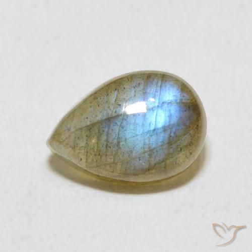 2.58ct Natural Multicolorido Labradorita, Formato de pêra, Translúcido