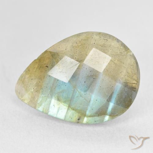 7.21ct Natural Multicolorido Labradorita, Formato de pêra, Translúcido