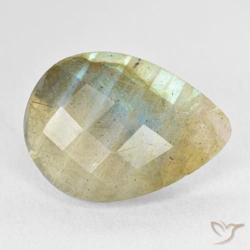 Labradorita Multicolorido Natural 7.21ct, Formato de pêra, Translúcido