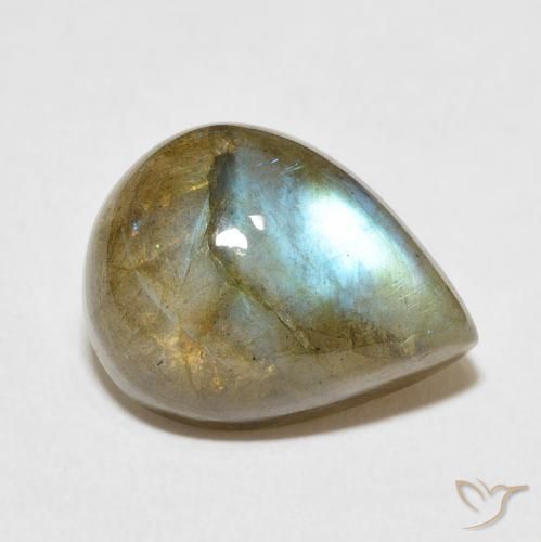 9.66ct Natural Multicolorido Labradorita, Formato de pêra, Translúcido