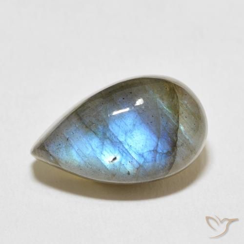 11.18ct Natural Multicolorido Labradorita, Formato de pêra, Translúcido