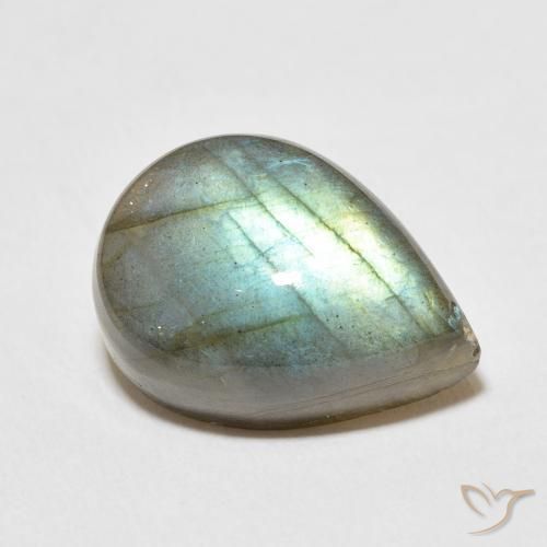 Labradorita Multicolorido Natural 14.15ct, Formato de pêra, Translúcido