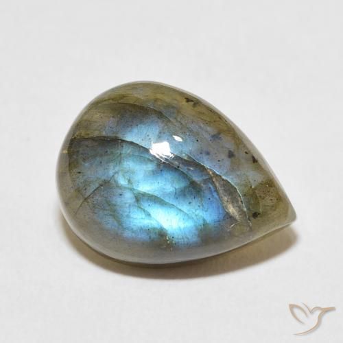 9.03ct Natural Multicolorido Labradorita, Formato de pêra, Translúcido