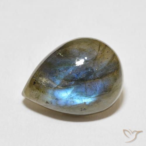 Labradorita Multicolorido Natural 9.03ct, Formato de pêra, Translúcido
