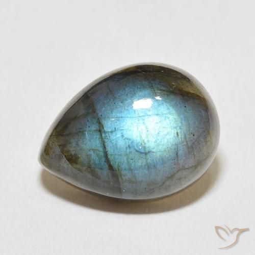 9.66ct Natural Multicolorido Labradorita, Formato de pêra, Translúcido