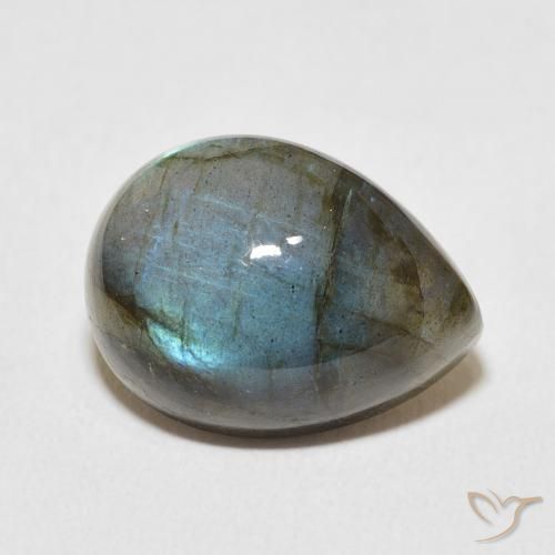 Labradorita Multicolorido Natural 9.66ct, Formato de pêra, Translúcido
