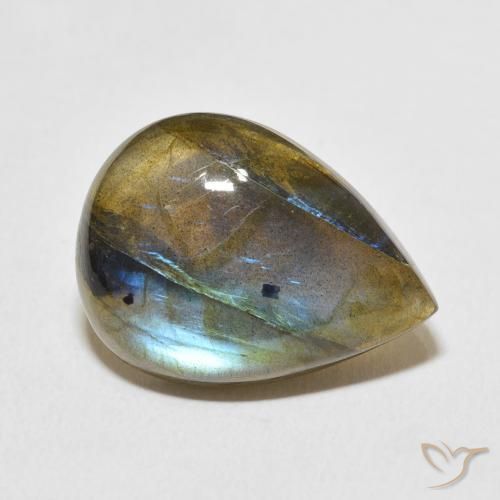 Labradorita Multicolorido Natural 12.79ct, Formato de pêra, Translúcido