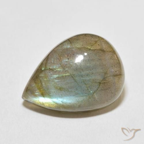 15.65ct Natural Multicolorido Labradorita, Formato de pêra, Translúcido