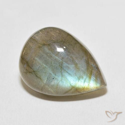 Labradorita Multicolorido Natural 15.65ct, Formato de pêra, Translúcido
