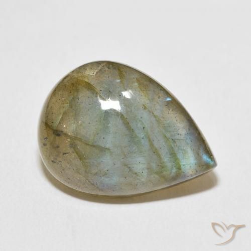 Labradorita Multicolorido Natural 14.28ct, Formato de pêra, Translúcido