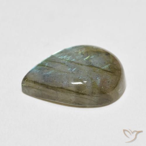 Labradorita Multicolorido Natural 14.28ct, Formato de pêra, Translúcido