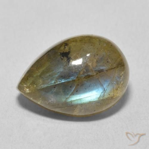 6.39ct Natural Multicolorido Labradorita, Formato de pêra, Translúcido