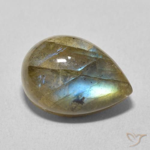 Labradorita Multicolorido Natural 6.39ct, Formato de pêra, Translúcido