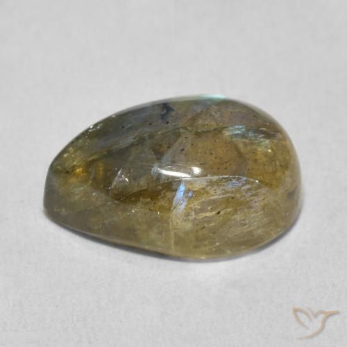 Labradorita Multicolorido Natural 6.39ct, Formato de pêra, Translúcido