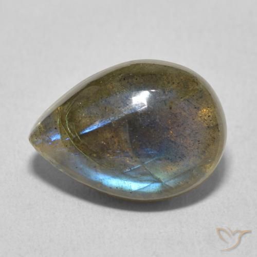 Labradorita Multicolorido Natural 6.02ct, Formato de pêra, Translúcido