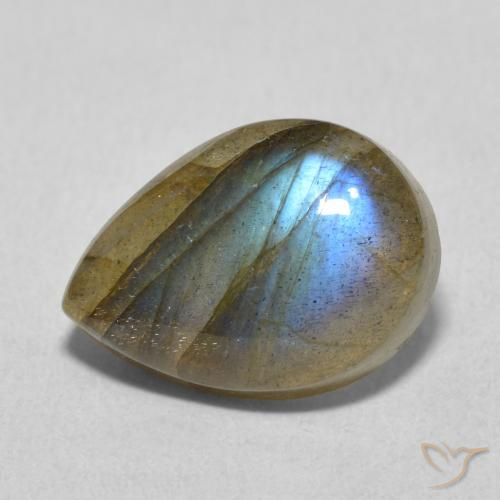 5.77ct Natural Multicolorido Labradorita, Formato de pêra, Translúcido