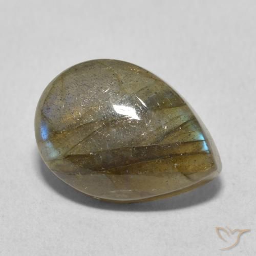 Labradorita Multicolorido Natural 5.77ct, Formato de pêra, Translúcido