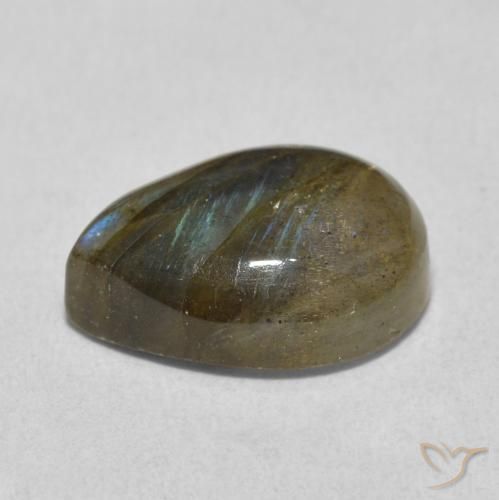 Labradorita Multicolorido Natural 5.77ct, Formato de pêra, Translúcido
