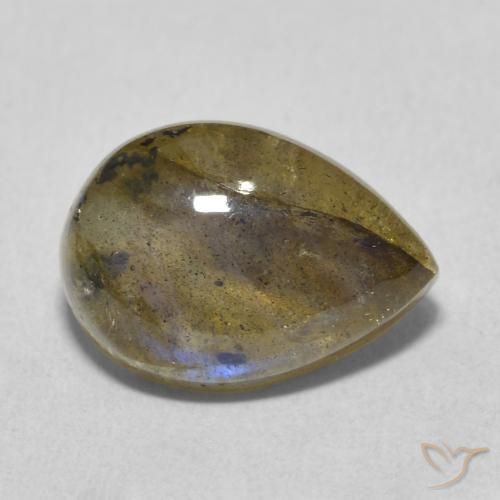 Labradorita Multicolorido Natural 5.98ct, Formato de pêra, Translúcido