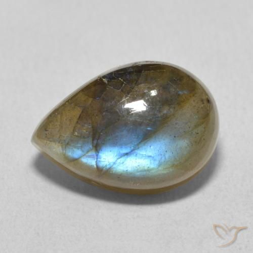 6.53ct Natural Multicolorido Labradorita, Formato de pêra, Translúcido