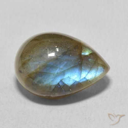 Labradorita Multicolorido Natural 6.53ct, Formato de pêra, Translúcido