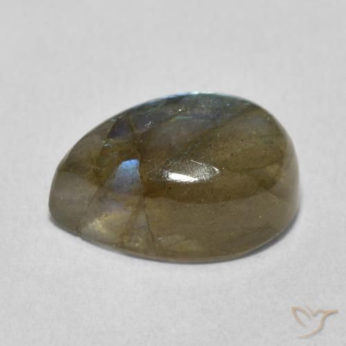 Labradorita Multicolorido Natural 6.53ct, Formato de pêra, Translúcido