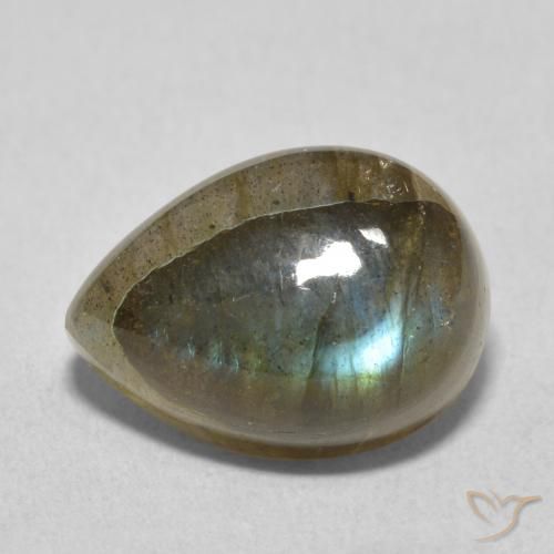 Labradorita Multicolorido Natural 7.21ct, Formato de pêra, Translúcido