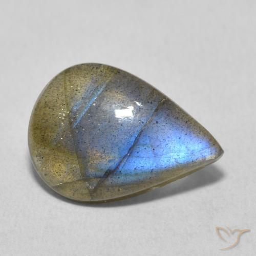 3.98ct Natural Multicolorido Labradorita, Formato de pêra, Translúcido