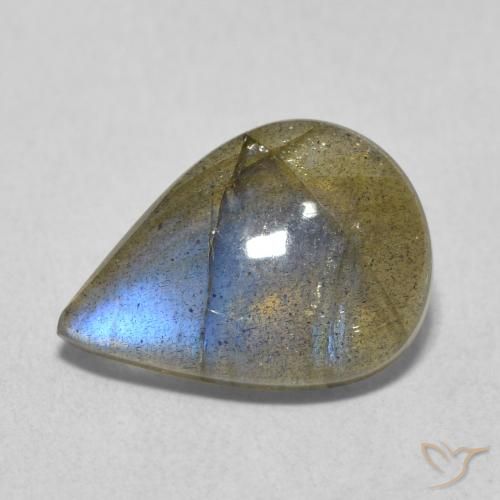 Labradorita Multicolorido Natural 3.98ct, Formato de pêra, Translúcido