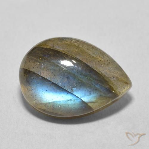 6.00ct Natural Multicolorido Labradorita, Formato de pêra, Transparente/Translúcido