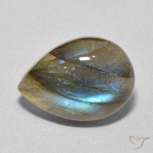 Labradorita Multicolorido Natural 6.00ct, Formato de pêra, Transparente/Translúcido