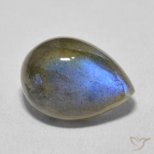 6.49ct Natural Multicolorido Labradorita, Formato de pêra, Translúcido