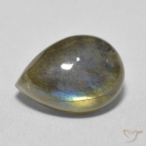 Labradorita Multicolorido Natural 6.49ct, Formato de pêra, Translúcido