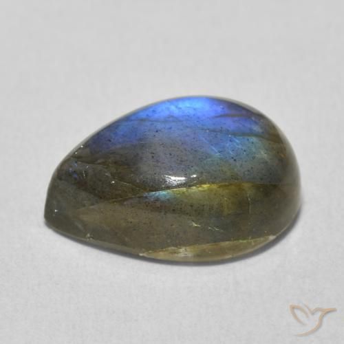 Labradorita Multicolorido Natural 6.49ct, Formato de pêra, Translúcido