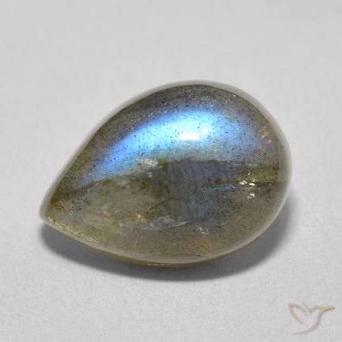 6.16ct Natural Multicolorido Labradorita, Formato de pêra, Translúcido