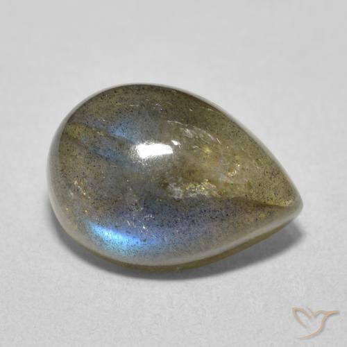 Labradorita Multicolorido Natural 6.16ct, Formato de pêra, Translúcido