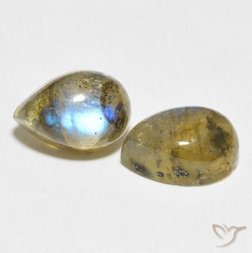 Pedras preciosas de Labradorita Multicolorido natural de 5.04 ct, Formato de pêra, Transparente/Translúcido