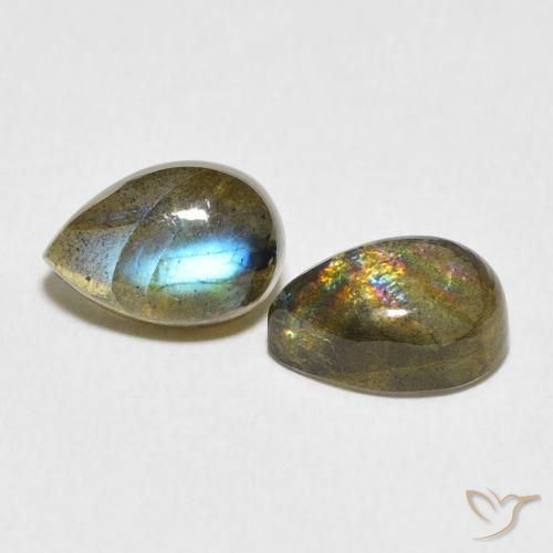Pedras preciosas de Labradorita Multicolorido natural de 5.22 ct, Formato de pêra, Translúcido