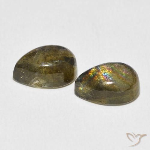 Pedras preciosas de Labradorita Multicolorido natural de 5.22 ct, Formato de pêra, Translúcido