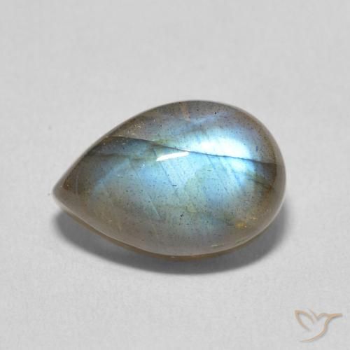 3.96ct Natural Multicolorido Labradorita, Formato de pêra, Translúcido