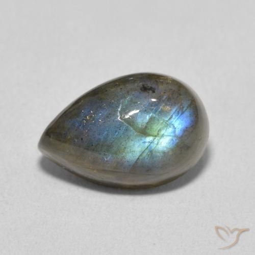 3.75ct Natural Multicolorido Labradorita, Formato de pêra, Translúcido
