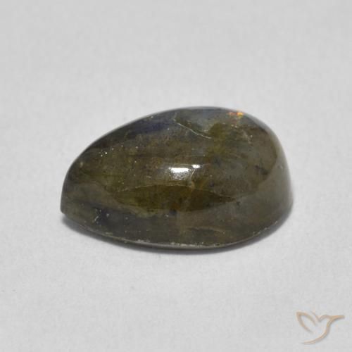 Labradorita Multicolorido Natural 3.75ct, Formato de pêra, Translúcido