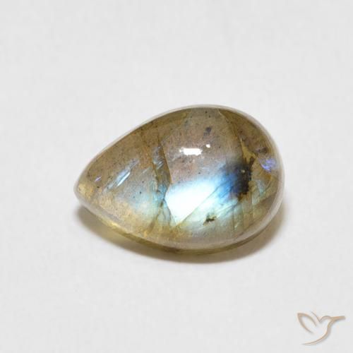 2.45ct Natural Multicolorido Labradorita, Formato de pêra, Translúcido